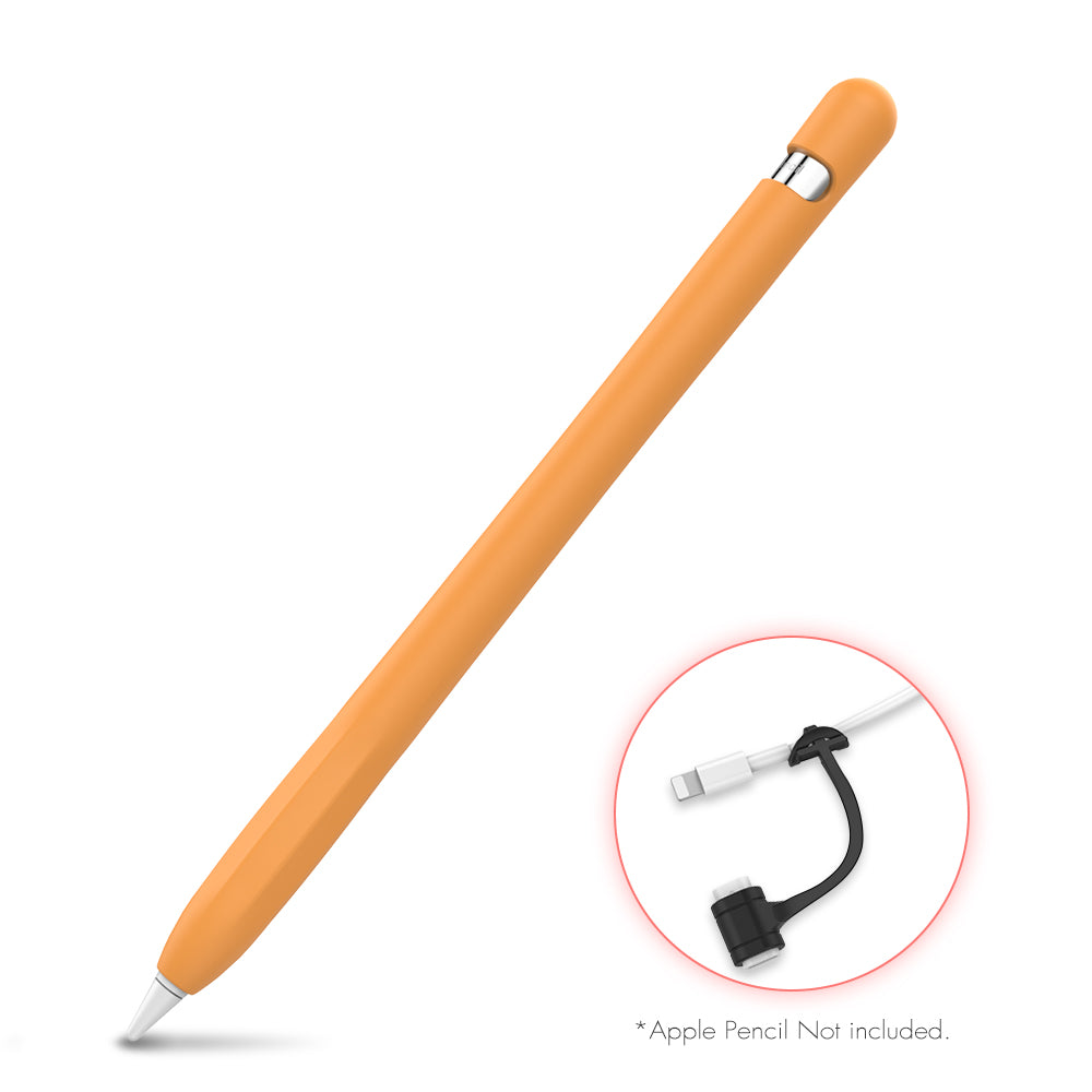 Apple Pencil 第1世代 一体型シリコンケース アダプタホルダー付き - オレンジ